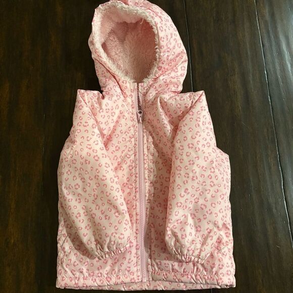 Girls 3T Pink Leopard Print Hooded Jacket - Picture 2 of 9
